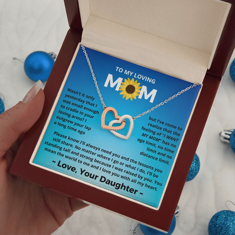 You Mean The World To Me - Interlocking Hearts Necklace For Mom