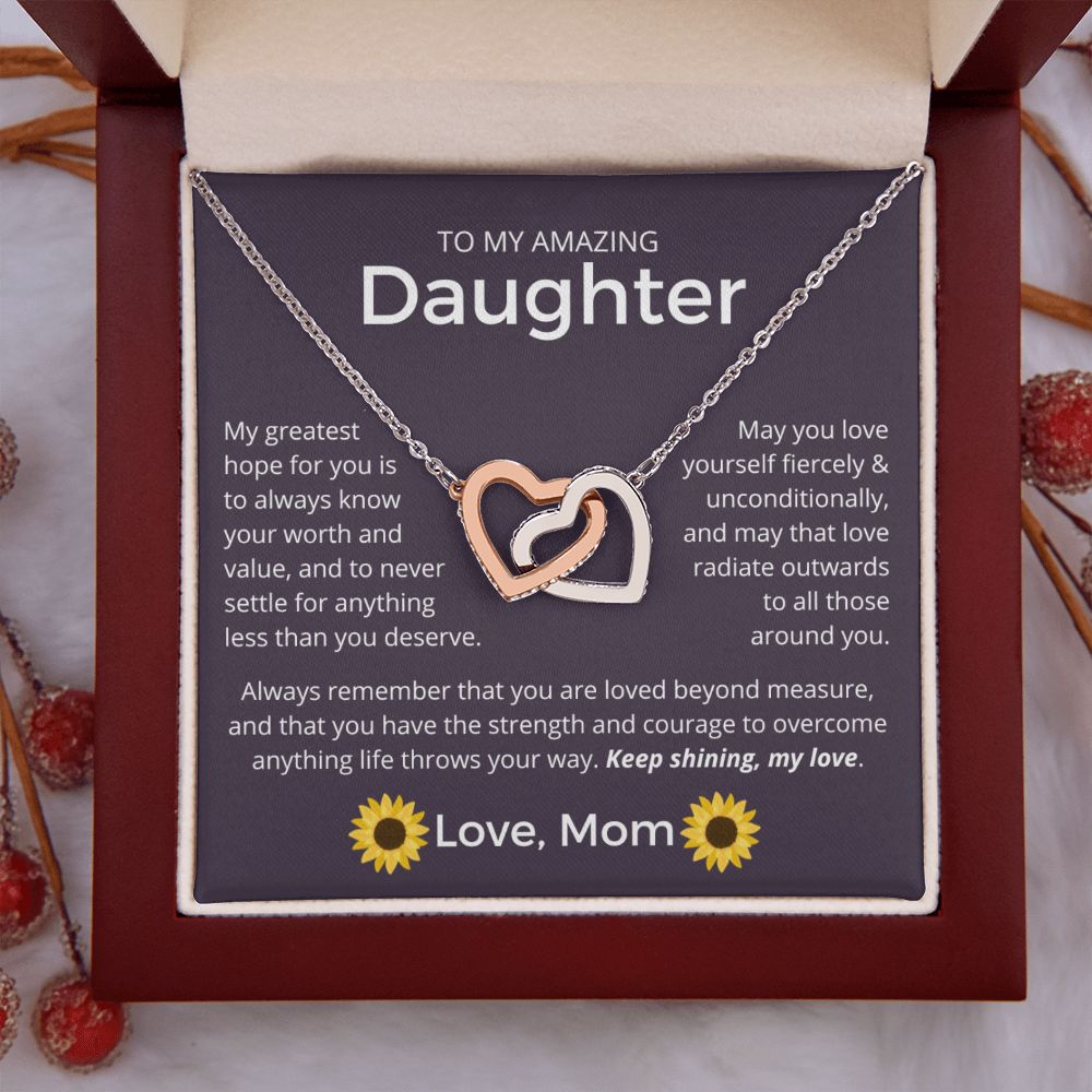 Keep Shining - Interlocking Hearts Necklace For Daughter