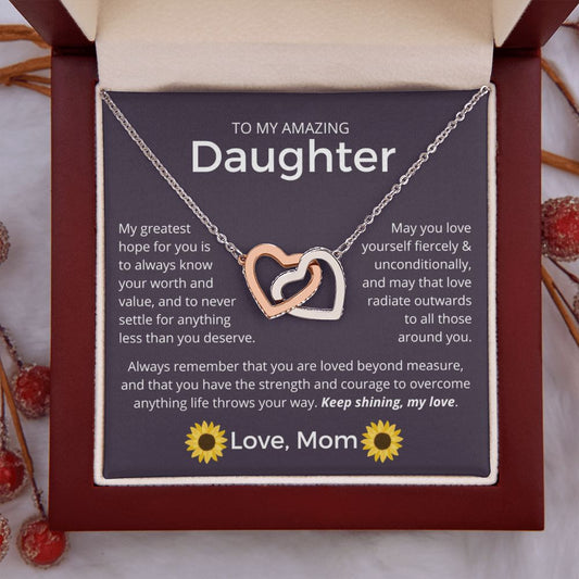 Keep Shining - Interlocking Hearts Necklace For Daughter