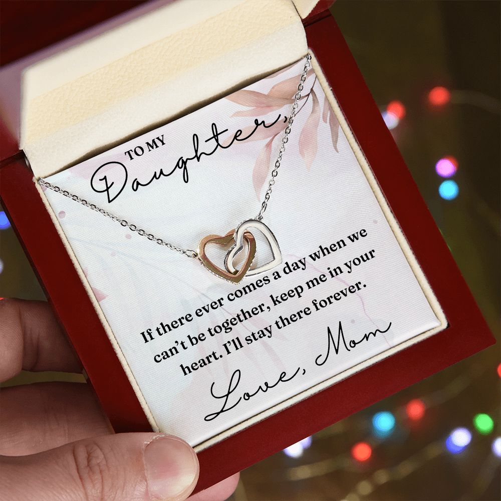 Keep Me In Your Heart - Interlocking Hearts Necklace For Daughter