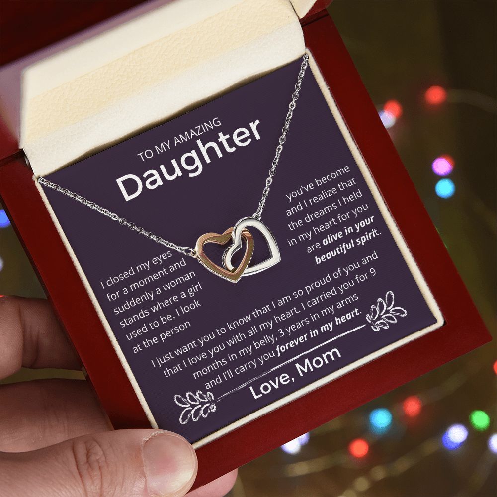 Where A Girl Used To Be - Interlocking Hearts Necklace For Daughter