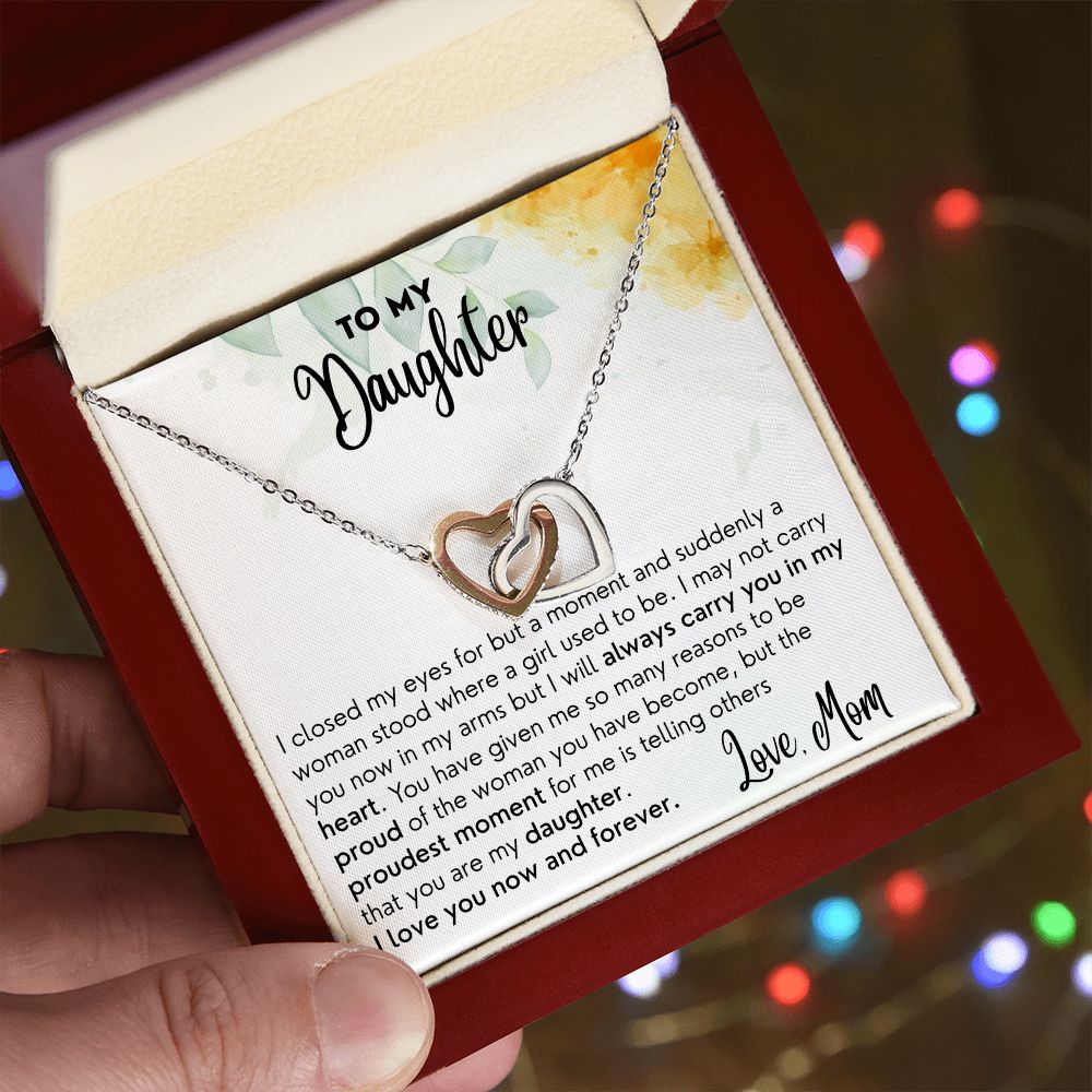 Now and Forever - Interlocking Hearts Necklace For Daughter