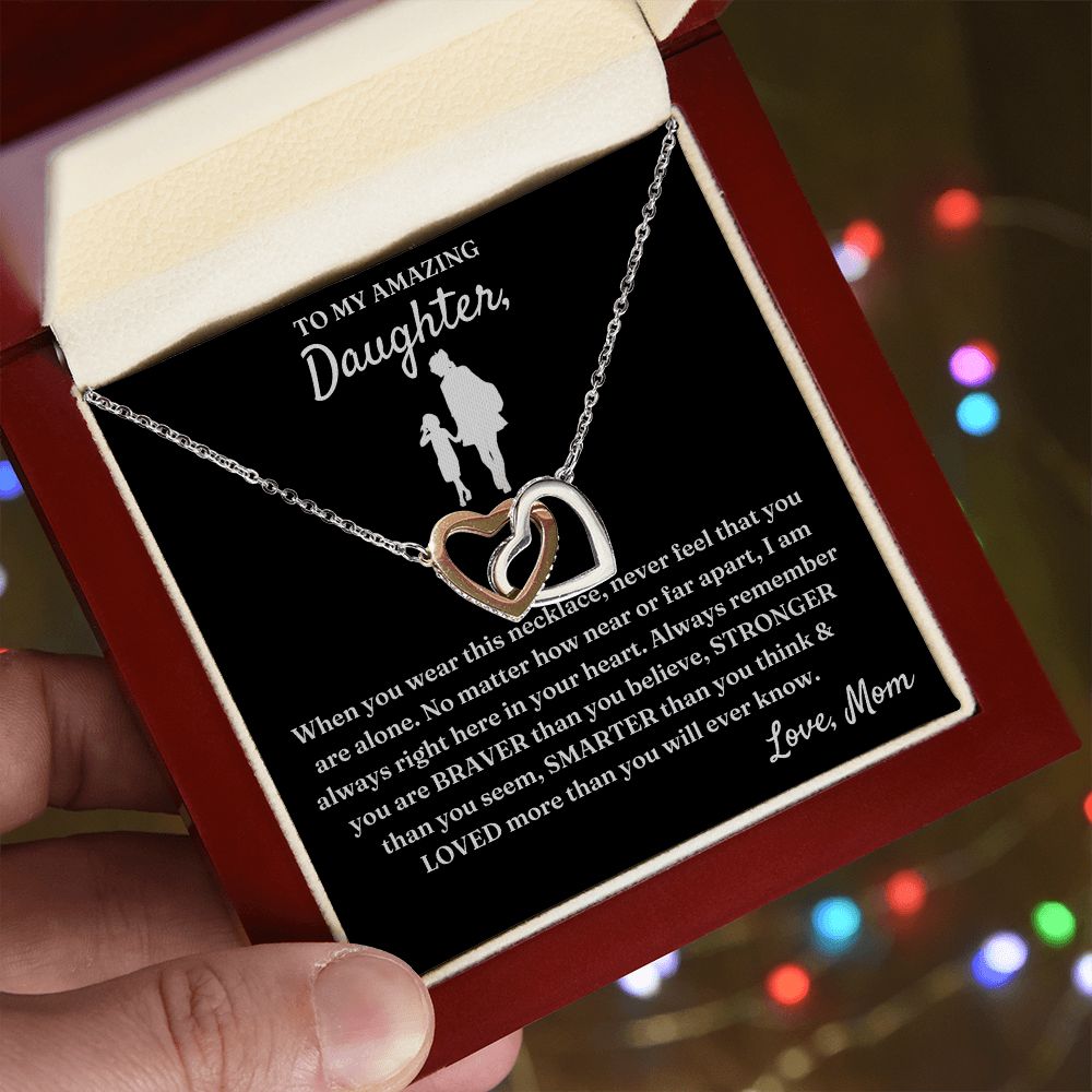 Right There In Your Heart - Interlocking Hearts Necklace For Daughter