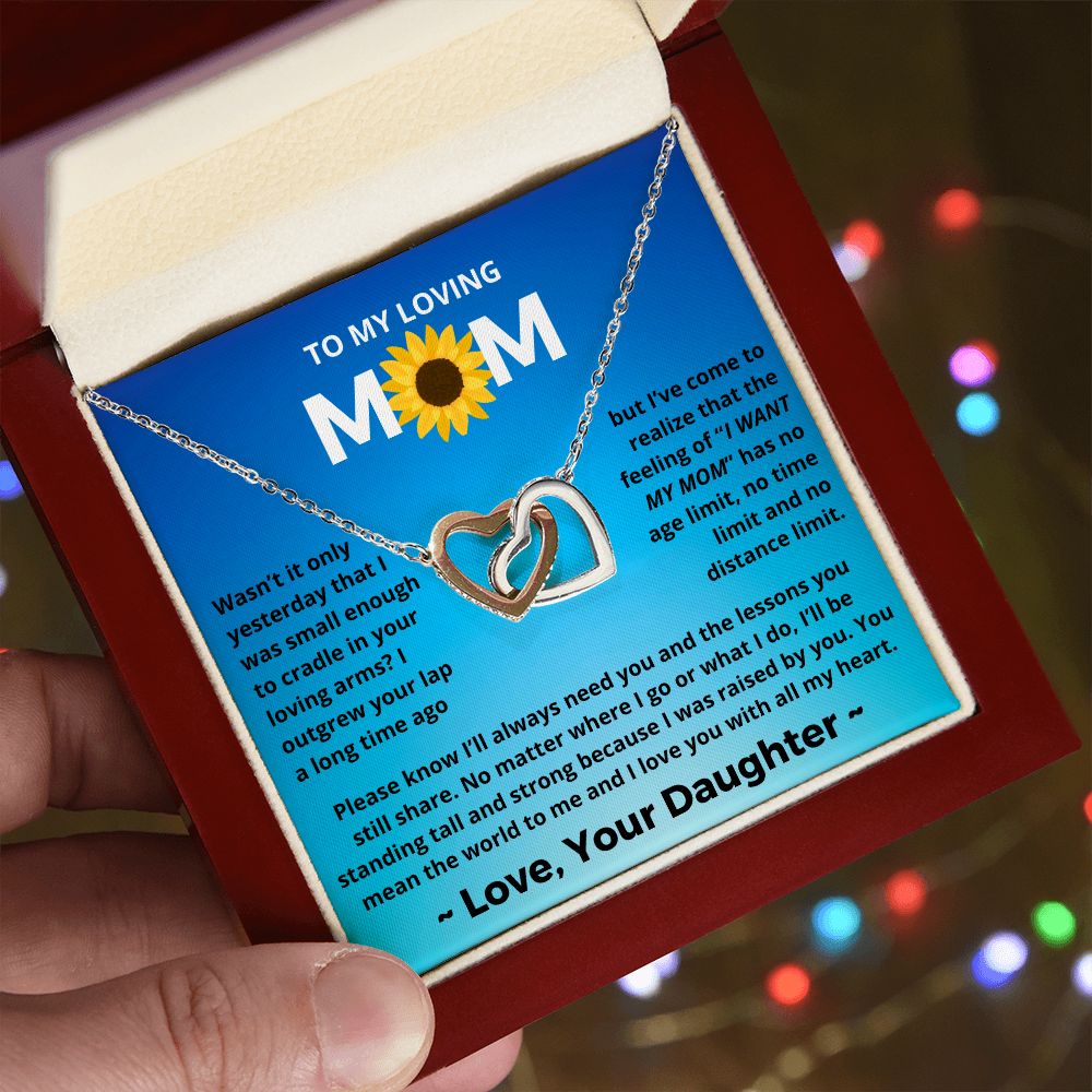 You Mean The World To Me - Interlocking Hearts Necklace For Mom