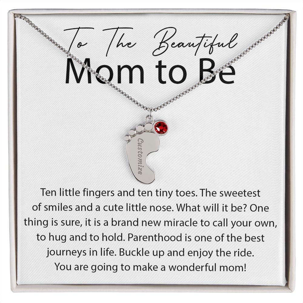 Miracle To Call Your Own - Engraved Baby Feet With Birthstone