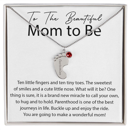 Miracle To Call Your Own - Engraved Baby Feet With Birthstone