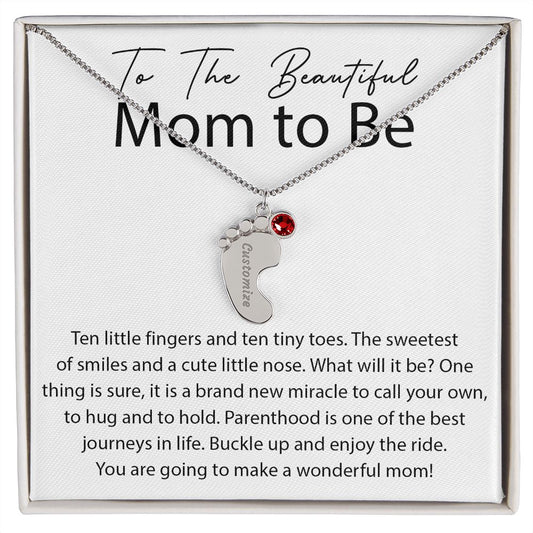 Miracle To Call Your Own - Engraved Baby Feet With Birthstone