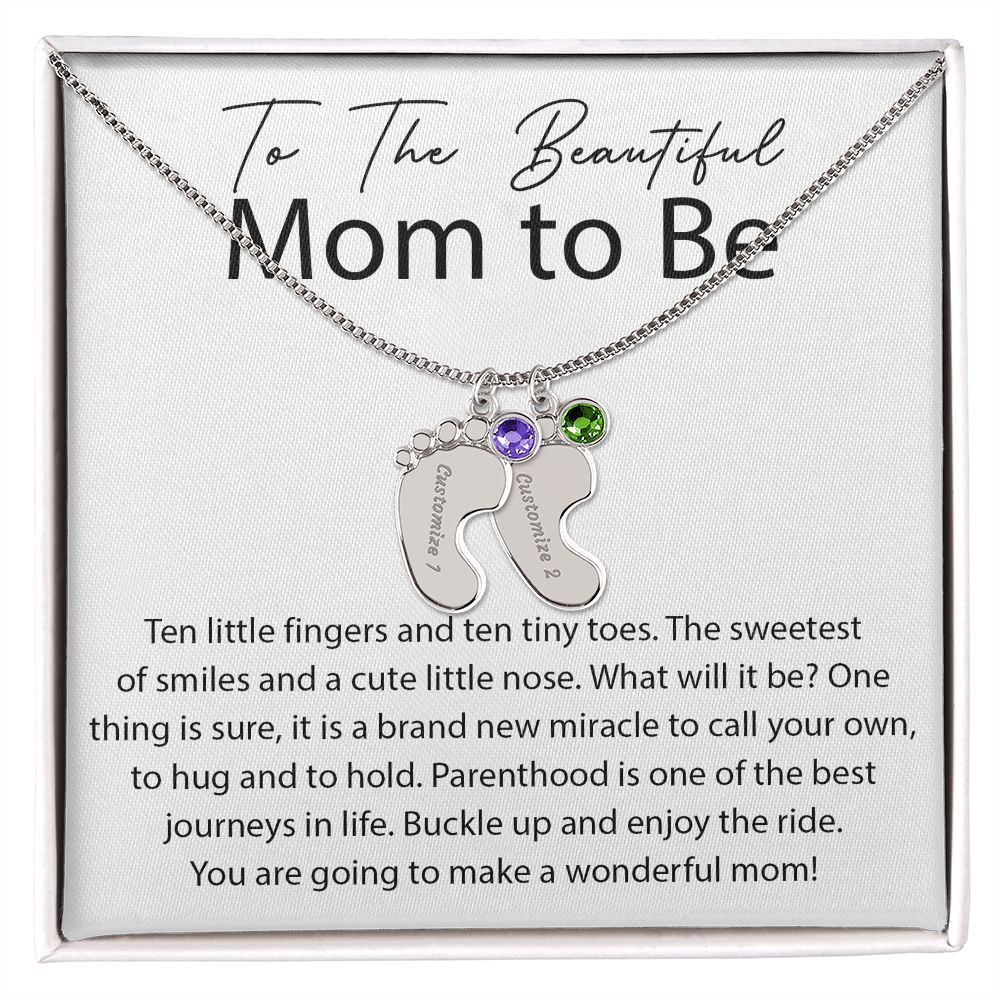 Miracle To Call Your Own - Engraved Baby Feet With Birthstone