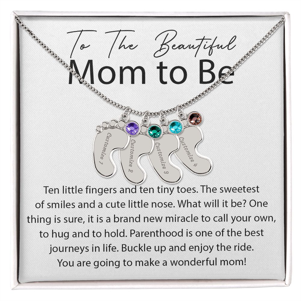 Miracle To Call Your Own - Engraved Baby Feet With Birthstone