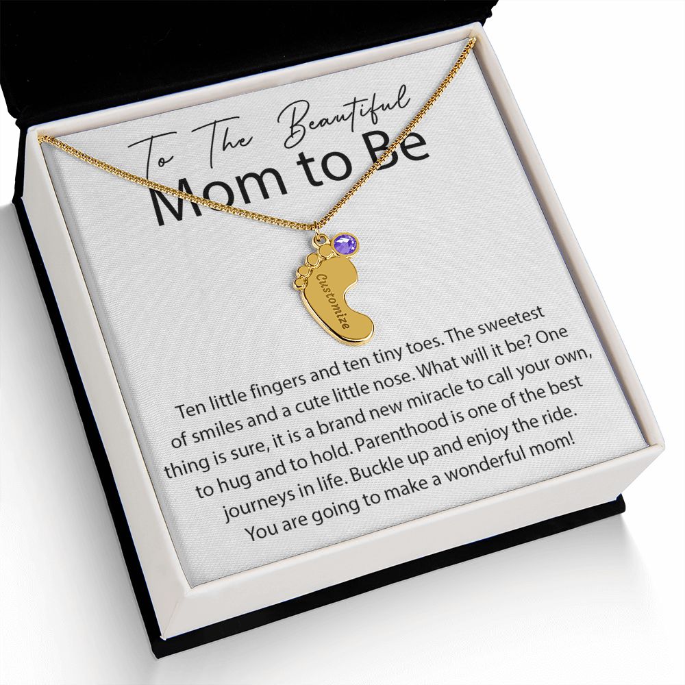 Miracle To Call Your Own - Engraved Baby Feet With Birthstone