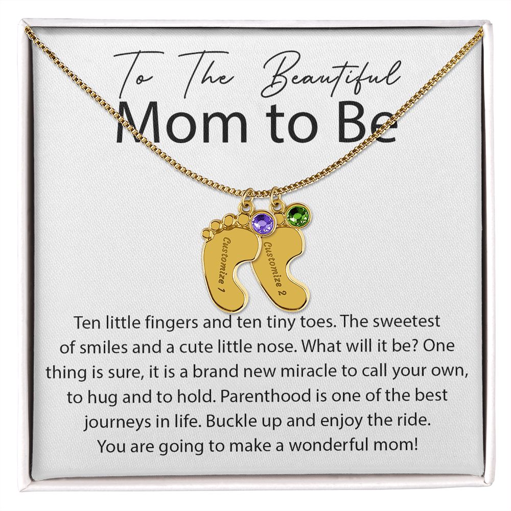 Miracle To Call Your Own - Engraved Baby Feet With Birthstone