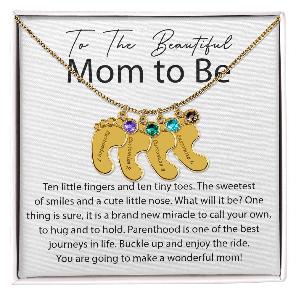 Miracle To Call Your Own - Engraved Baby Feet With Birthstone
