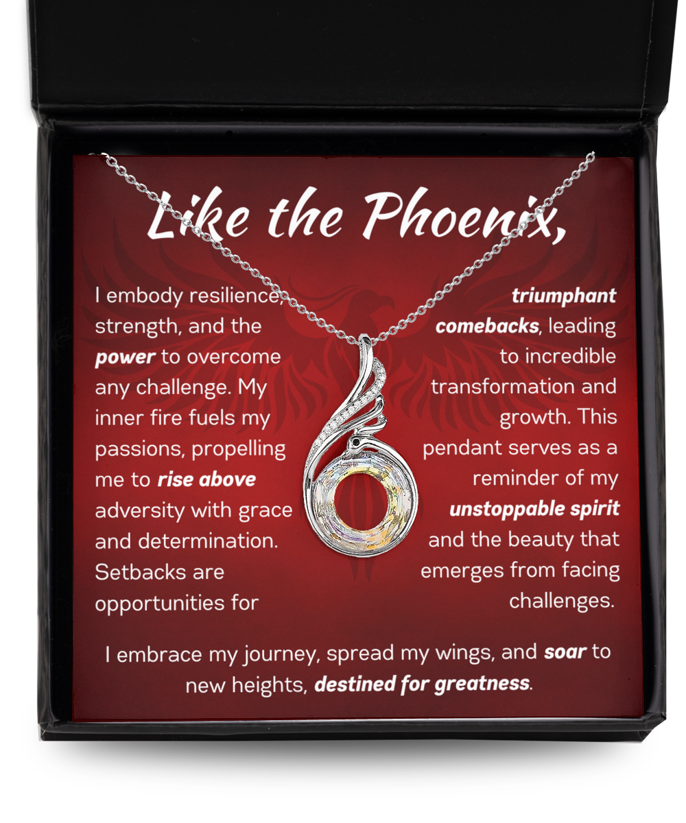 Embracing My Journey - Inspirational Rising Phoenix Pendant Necklace
