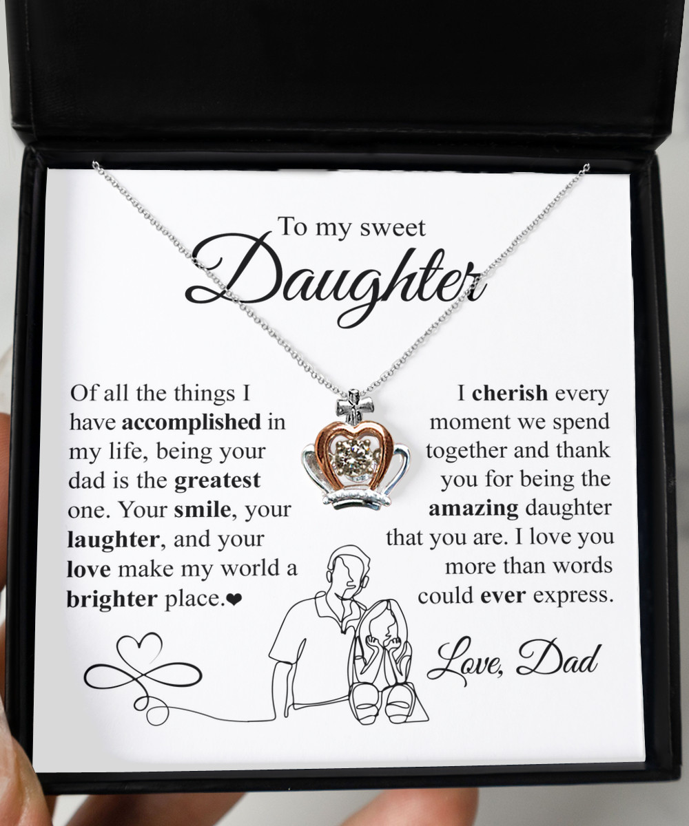 More Than Words - Crown Pendant Necklace For Daughter