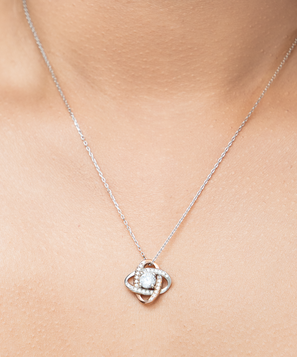 You Mean The World To Me - Love Knot Rose Gold Necklace For Grandma